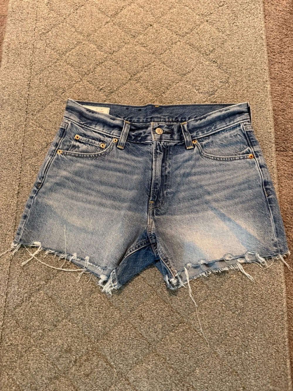 GAP Light Blue Distressed High-Rise Denim Shorts